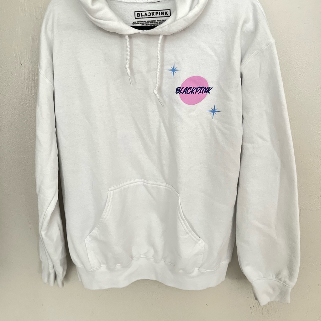 White Blackpink Hoodie With Song Ice Cream. Band Merch.